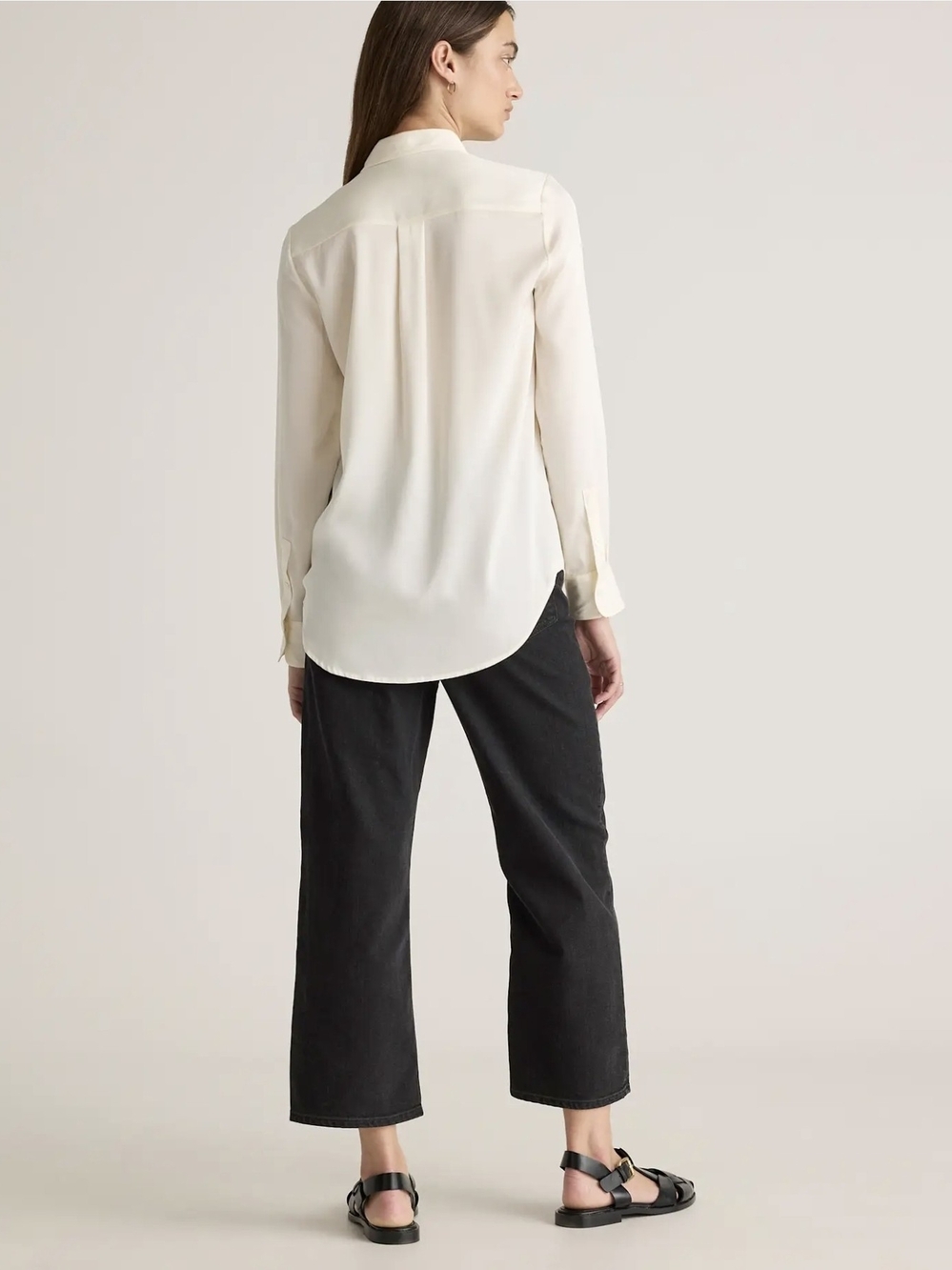 Quince Washable Stretch Silk BlouseIvory Ivory Size Small EUC - Picture 4 of 13
